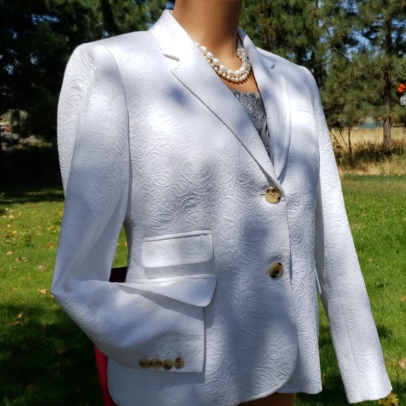 NWOT J. Crew 10P White Tapestry Schoolboy Jacket! - Picture 4 of 8